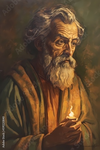 St. Jude  Patron Saint of Lost Causes. Generative ai. Illustration. Catholic religious. Painting.