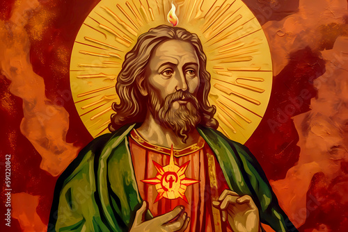St. Jude, Patron Saint of Lost Causes. Generative ai. Illustration. Catholic religious. Painting.