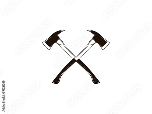 Crossed Axes, Crossed Broad axe, medieval axe, Battle axe, executioner axe in vector