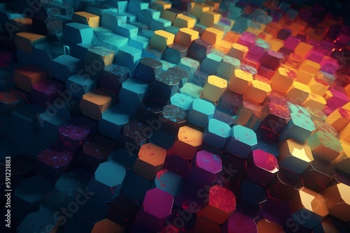 A colorful abstract design with hexagons  Generative AI