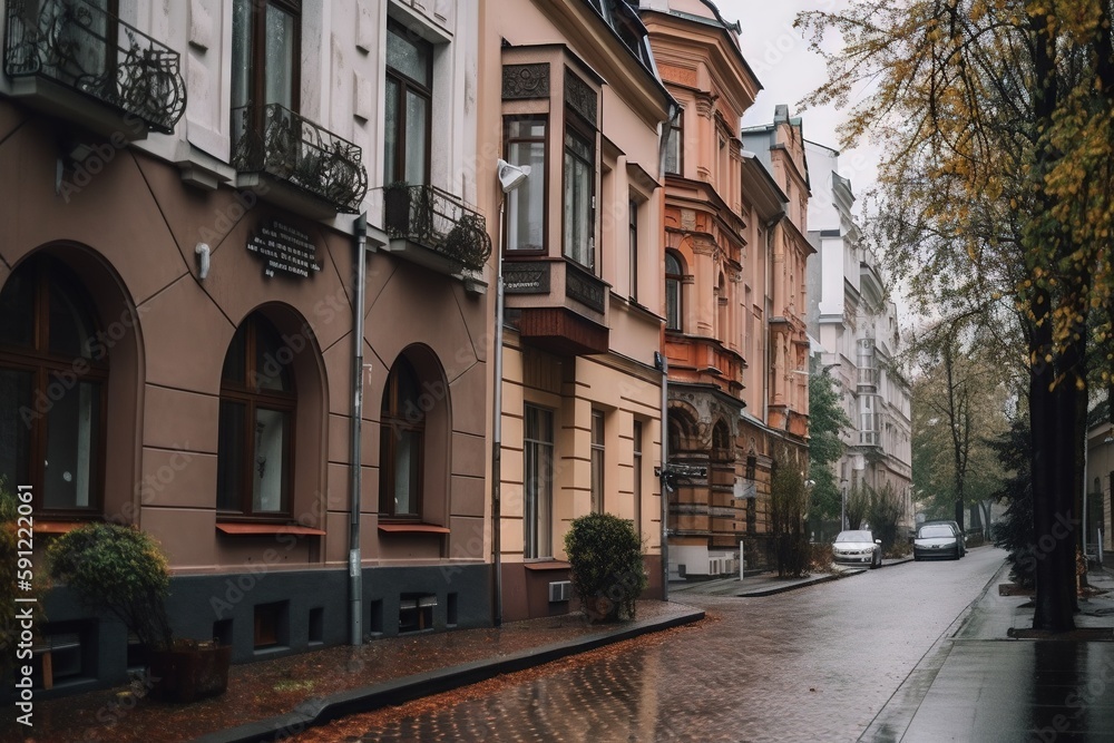 Surprisingly cozy streets of Berlin with a lot of greenery AI