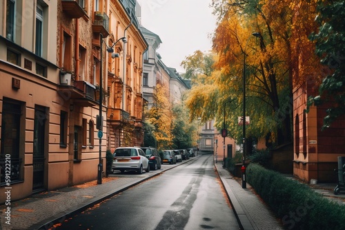 Surprisingly cozy streets of Berlin with a lot of greenery AI © Terablete