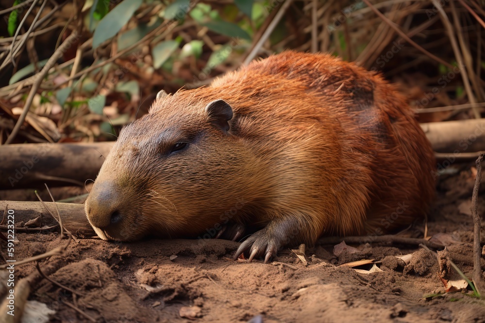 wounded capybara at forest, generative ai wounded capybara at forest, generative ai