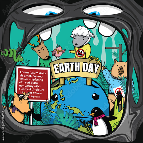 Illustration of Earth Day. Social messages to care for the environment. Earth Day posters