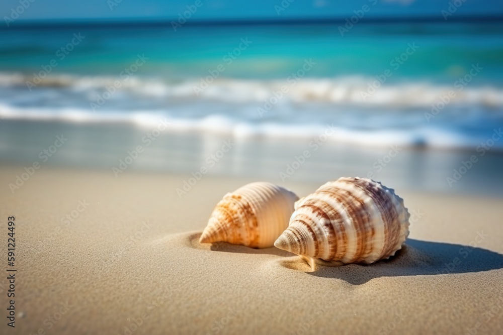 Landscape with shells on tropical beach Landscape with shells on tropical beach