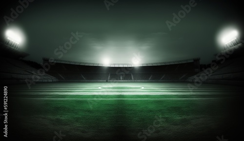 stadium evening match on the green grass field, Generative AI © rajesh