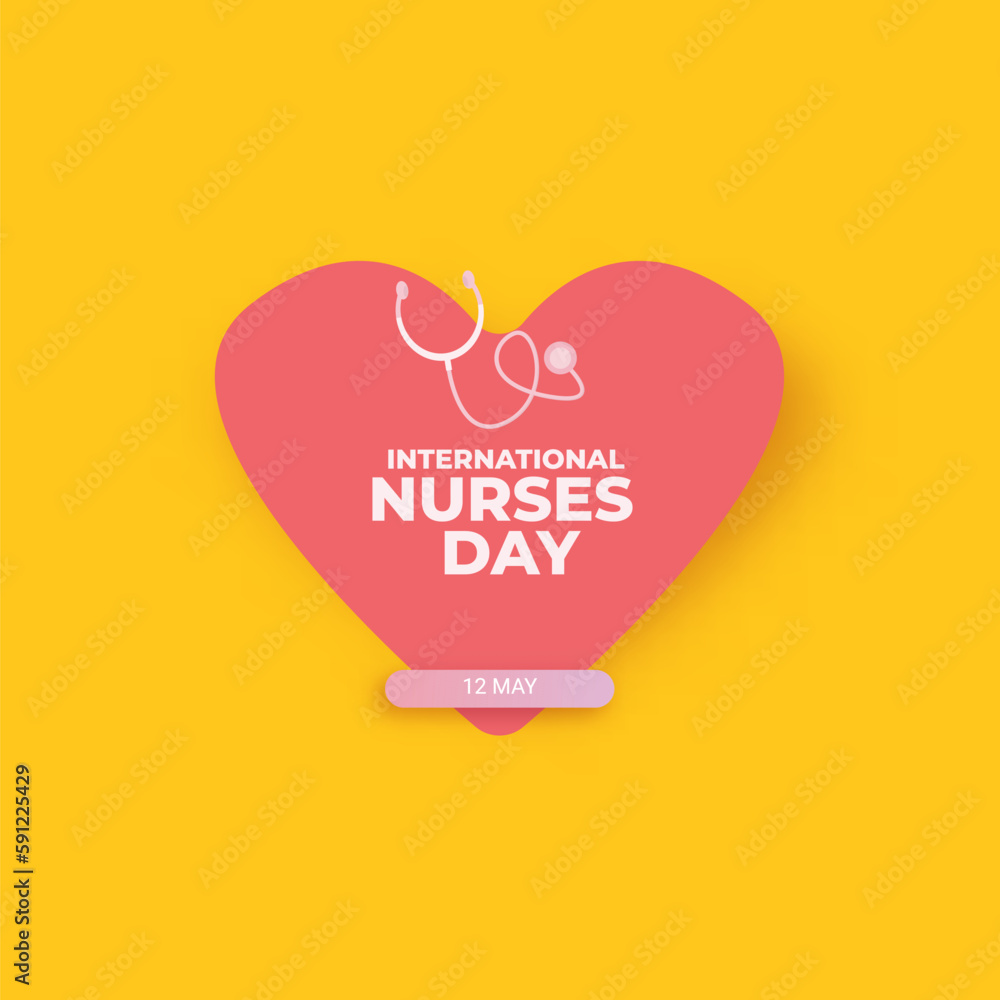 International nurses day vector banner or poster with stethoscope isolated on stylish orange background. vector 12 May Happy nurses day icon or sign design template International nurses day vector banner or poster with stethoscope isolated on stylish orange background. vector 12 May Happy nurses day icon or sign design template