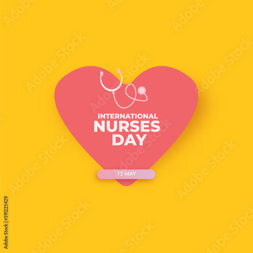 International nurses day vector banner or poster with stethoscope isolated on stylish orange background. vector 12 May Happy nurses day icon or sign design template