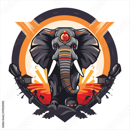 elephant mascot logo design vector with modern illustration concept style for badge, emblem and tshirt printing. angry elephant illustration with feet up