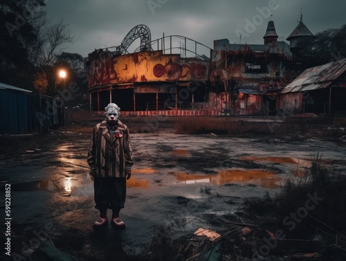 Circus of Horrors  Explore the abandoned amusement park with a haunted clown  generative ai