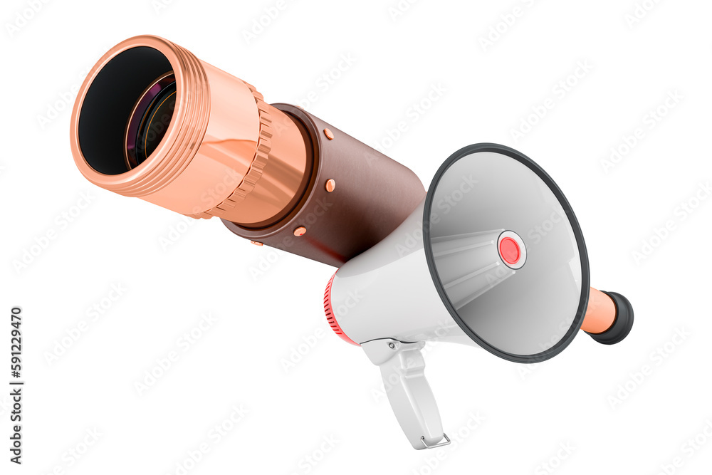 Naklejka premium Pirate Spyglass with megaphone, 3D rendering