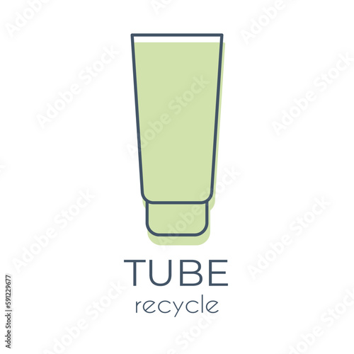 Simple minimalist green tube icon on a white background