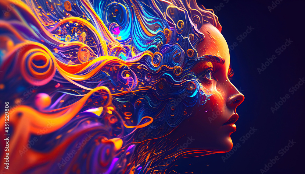 Psychic waves experimentation, psychedelia, and bold mental concept, digital Lavender. AI generative Psychic waves experimentation, psychedelia, and bold mental concept, digital Lavender. AI generative