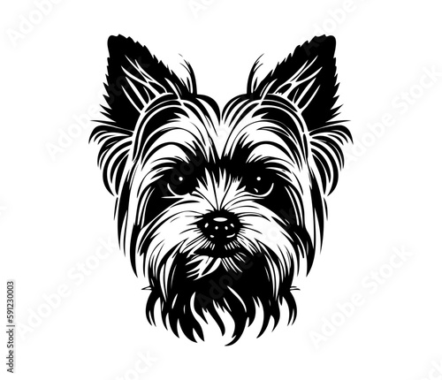 Yorkshire Terrier, Silhouettes Dog Face SVG, black and white Yorkshire Terrier vector