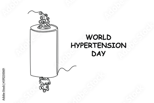Continuous one-line drawing hypertension blood, high blood pressure. World hypertension day concept single line draws design graphic vector illustration