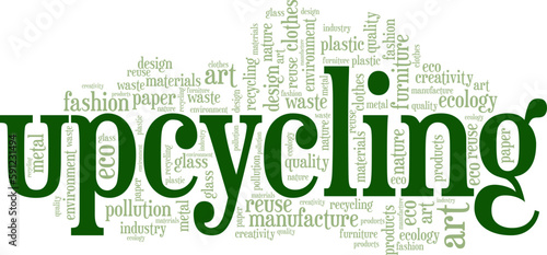 Upcycling word cloud conceptual design isolated on white background.