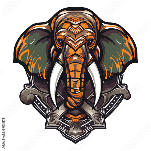 elephant mascot logo design vector with modern illustration concept style for badge, emblem and tshirt printing. angry elephant illustration with feet up
