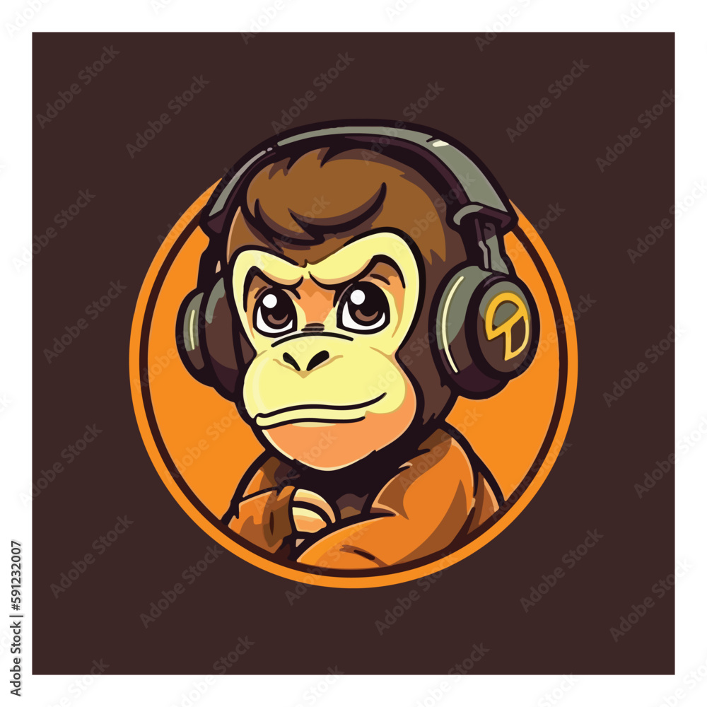 monkey mascot. esport logo design. cute little boy playing game