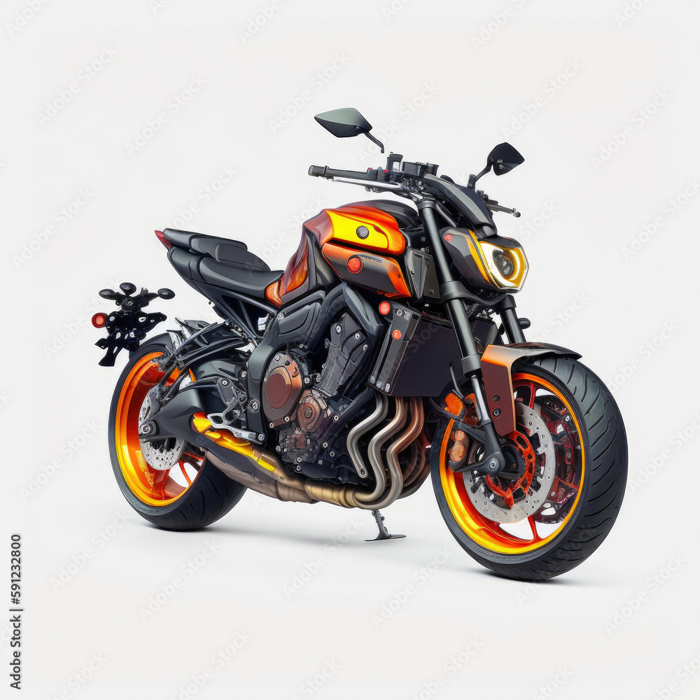 Powerful sportbike isolated. Generative AI Powerful sportbike isolated. Generative AI