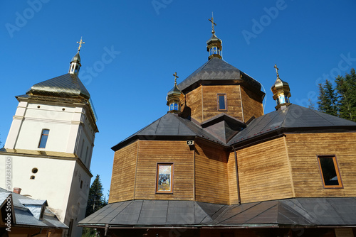 Manyava Skete of Exaltation of Holy Cross in Carpathian mountains, Ukraine photo