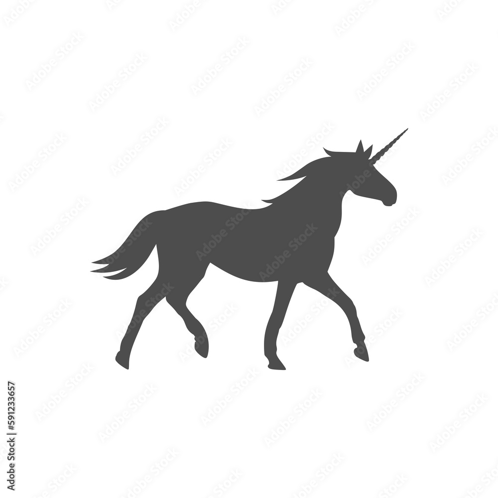 Unicorn silhouettes icon isolated on transparent background