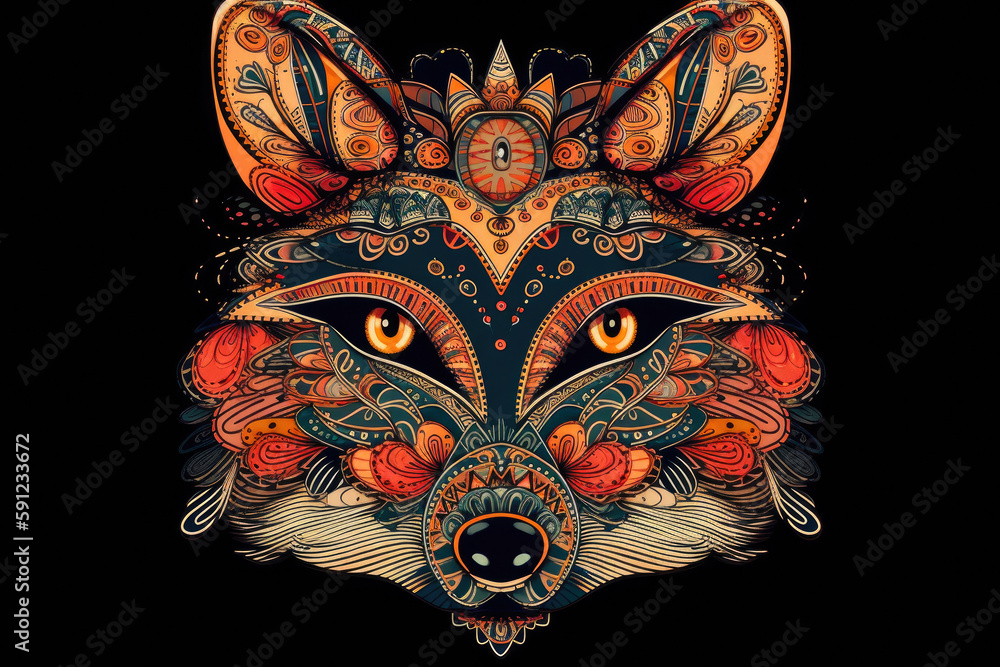 Fox animal illustration. Generative AI