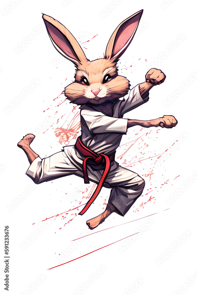 Funny karate rabbit for gym and dojo, cartoon style. Generative AI ...