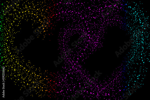 Realistic Colorful bokeh sparkle light effects on black background