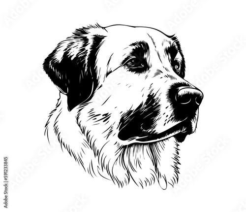 Anatolian Shepherd, Silhouettes Dog Face SVG, black and white Anatolian Shepherd vector