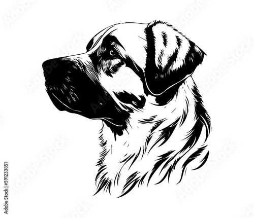 Anatolian Shepherd, Silhouettes Dog Face SVG, black and white Anatolian Shepherd vector