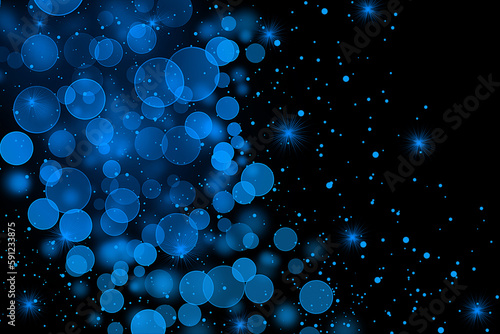 Realistic Colorful bokeh sparkle light effects on black background