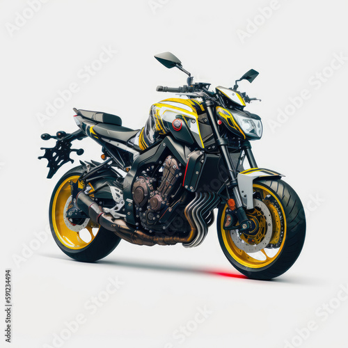 Sports motorcycle on a white background. Generative AI