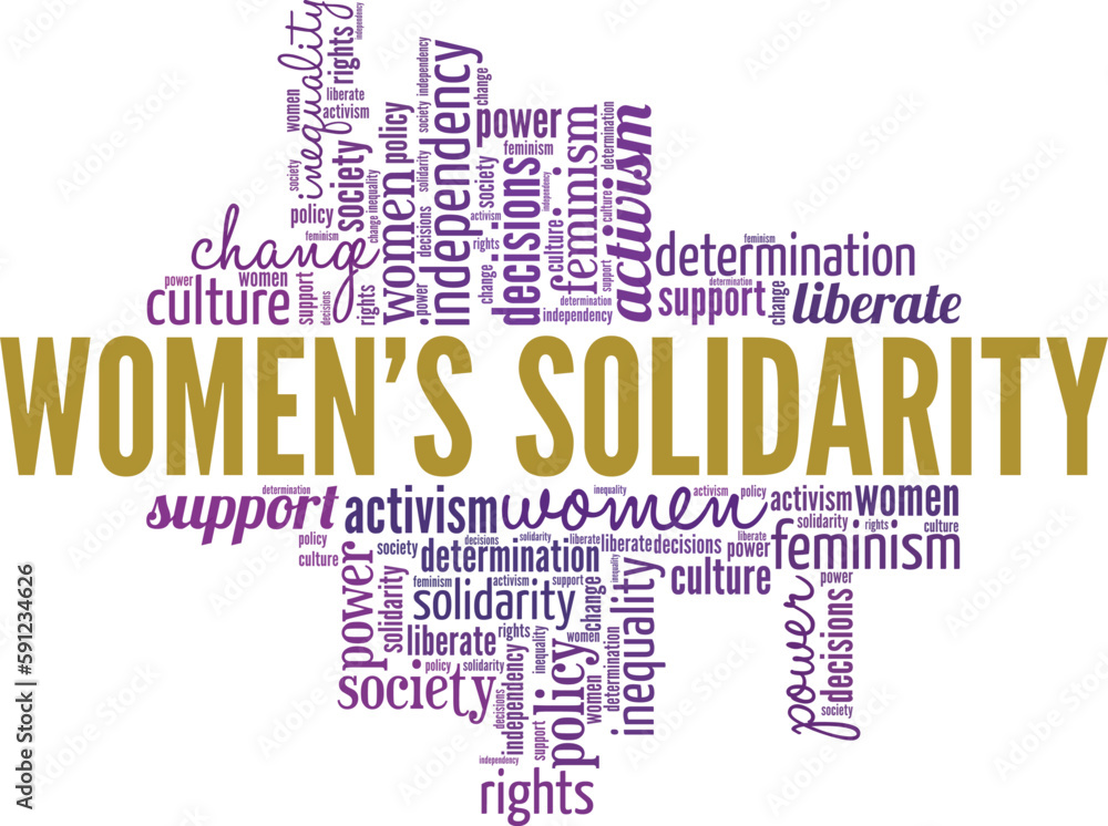 Fototapeta premium Women's Solidarity word cloud conceptual design isolated on white background.