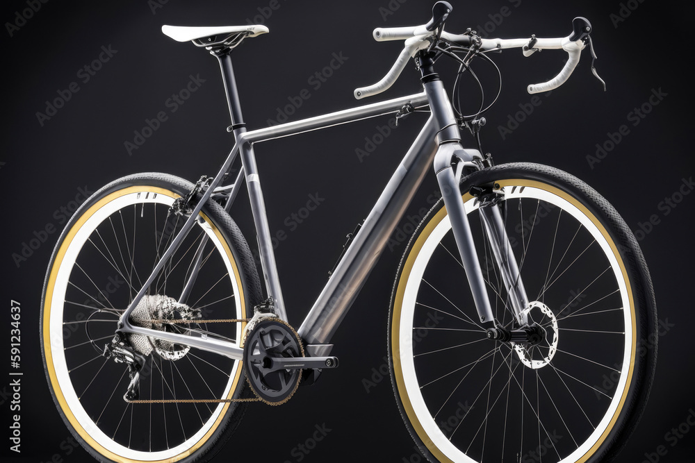 Bike, white grey empty background. Generative AI