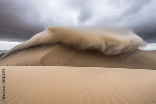 Massive sandstorm in the desert, the essence of nature and environmental awareness. Generative AI photo