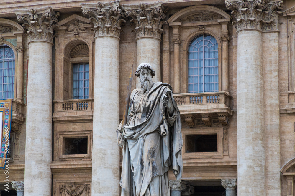 St Paul outside St Peter's Basilica in Vatican City