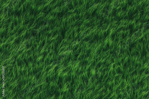 Top view of green grass texture, perfect for sports or summer themed projects. Generative AI