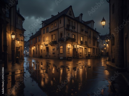 night view of the old town country