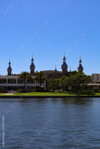 Beautiful view of the University of Tampa  Florida on a sunny summer day 