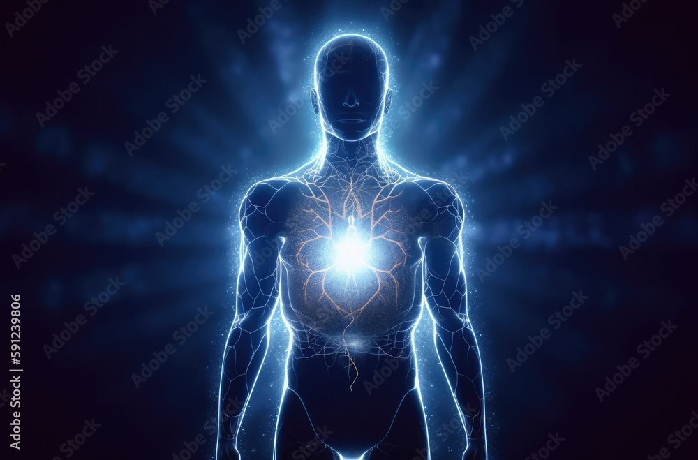 Spiritual Resonance in Glowing Body (AI Generated).