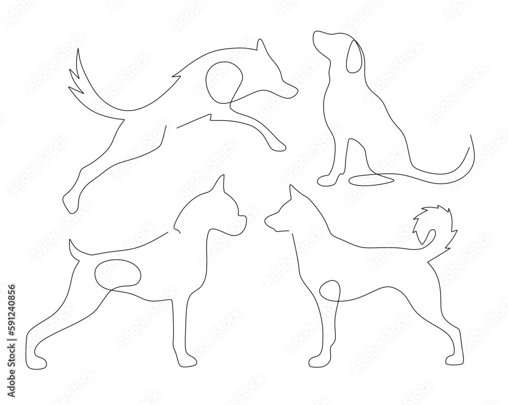 Simple one-line illustration of dogs