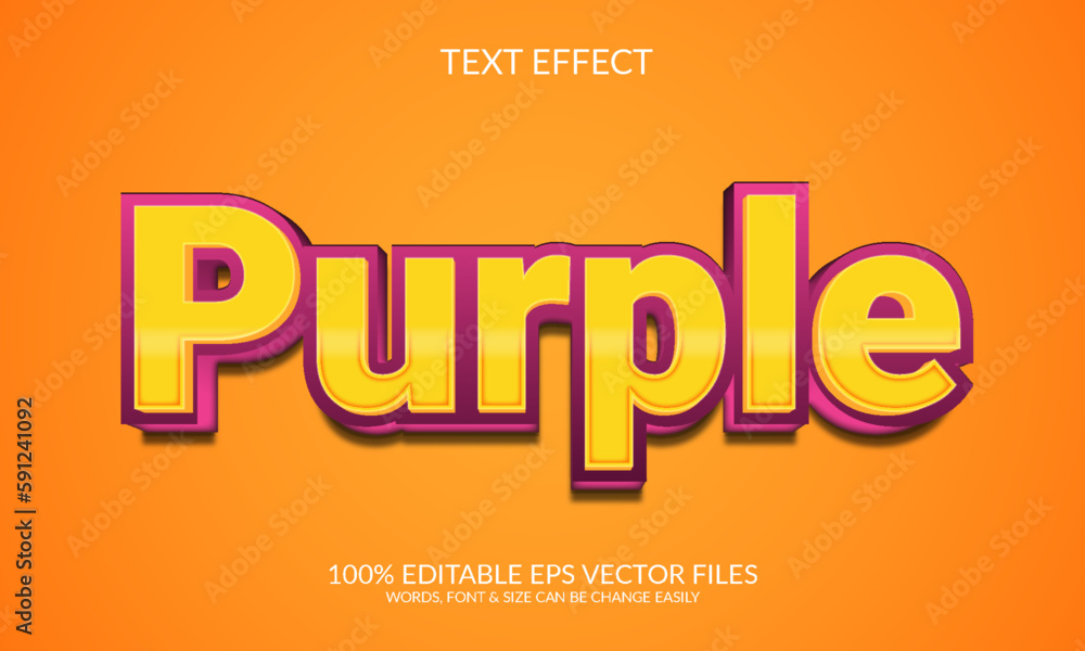 Purple 3D Fully Editable Vector Text Effect 