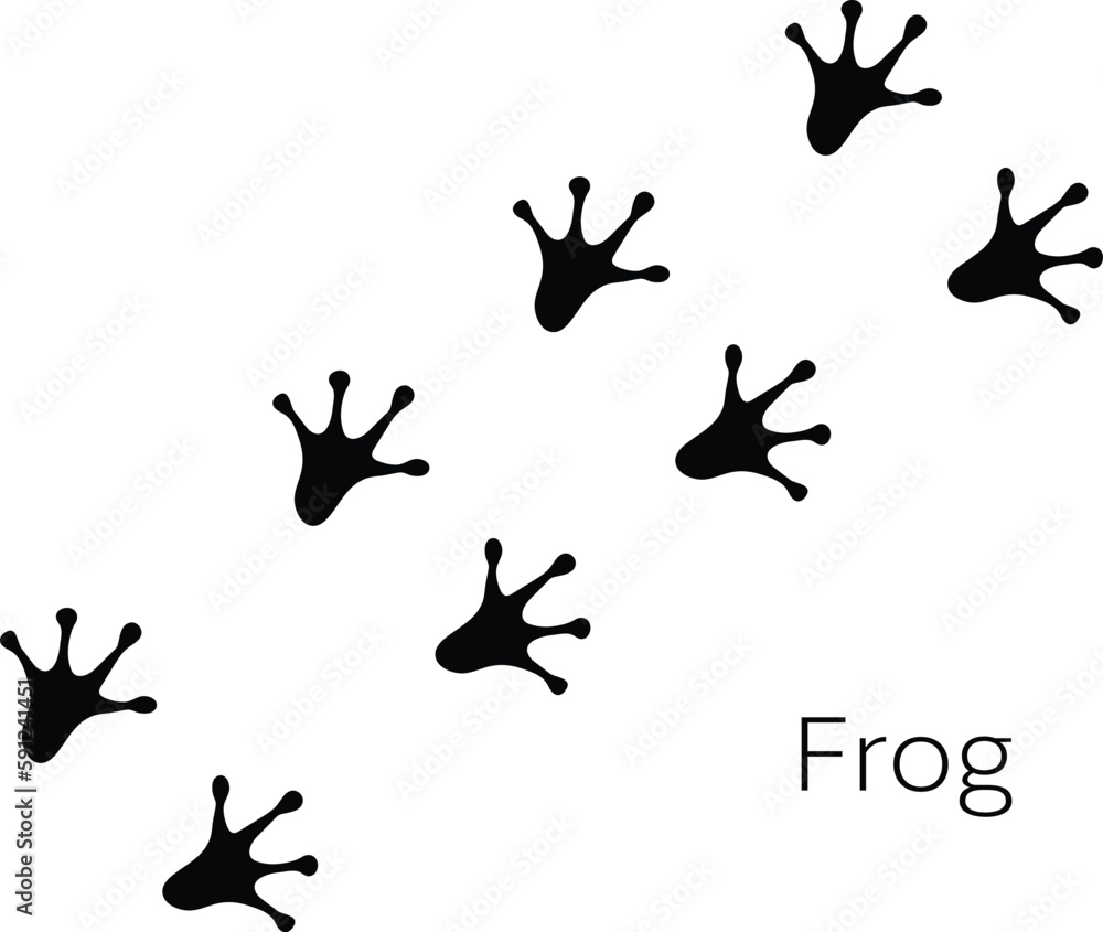 Vector black flat frog foot print isolated on white background