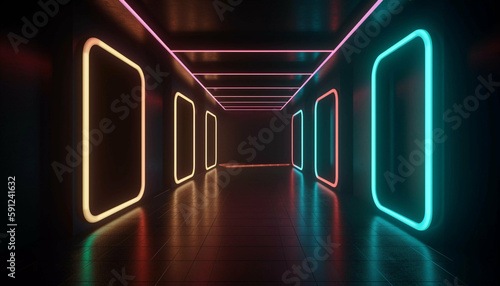 Neon passageway, corridor, entrance