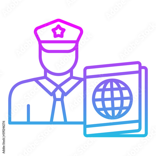 Passport control Line Gradient Icon