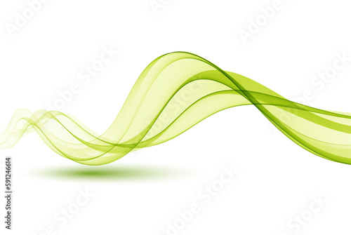 Abstract green wavy lines. Green transparent wave, green wave smoke
