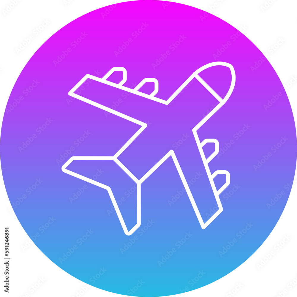 Plane Gradient Circle Line Inverted Icon Plane Gradient Circle Line Inverted Icon