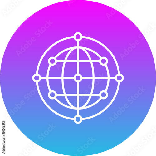 World wide Gradient Circle Line Inverted Icon