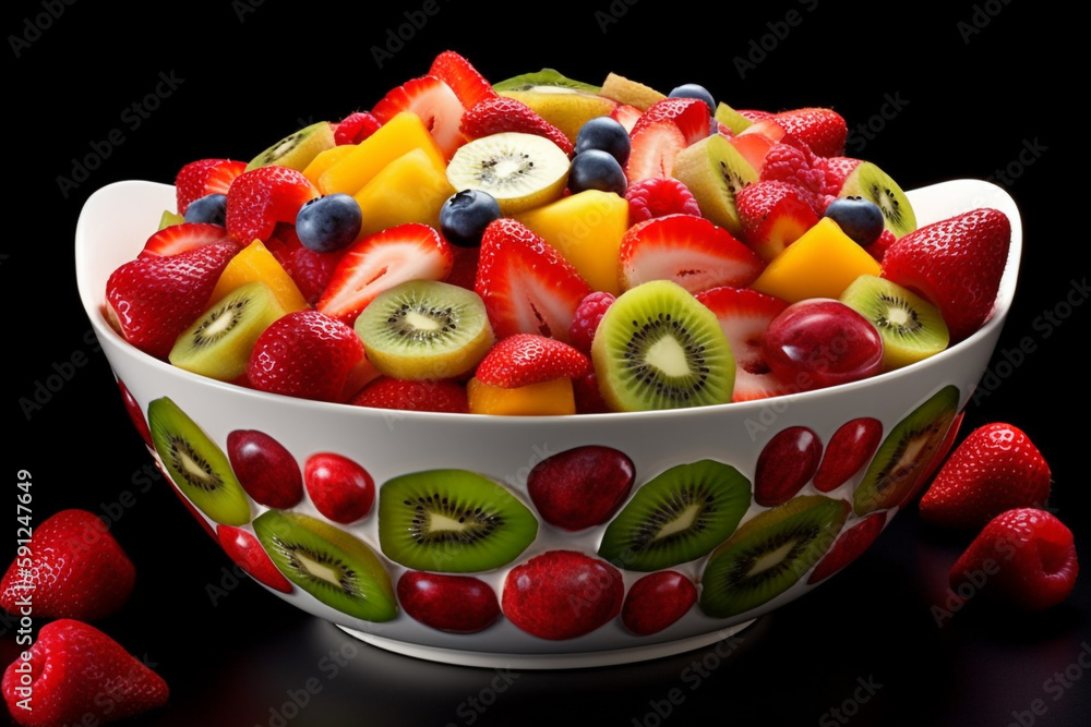 A bowl of fruit salad with different colors of fruit ai generated A bowl of fruit salad with different colors of fruit ai generated