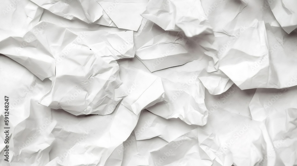 Obraz premium Beautiful photorealistic white crumpled paper, paper texture, background Created using generative Ai